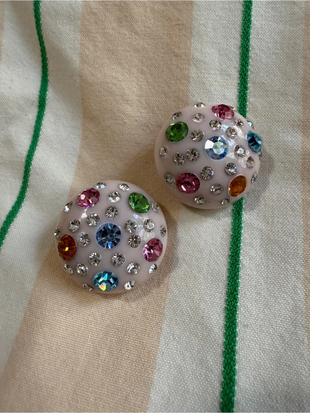 Vintage 1960s/ 70s Disco Studio 54 Colorful Rhinestone Earrings